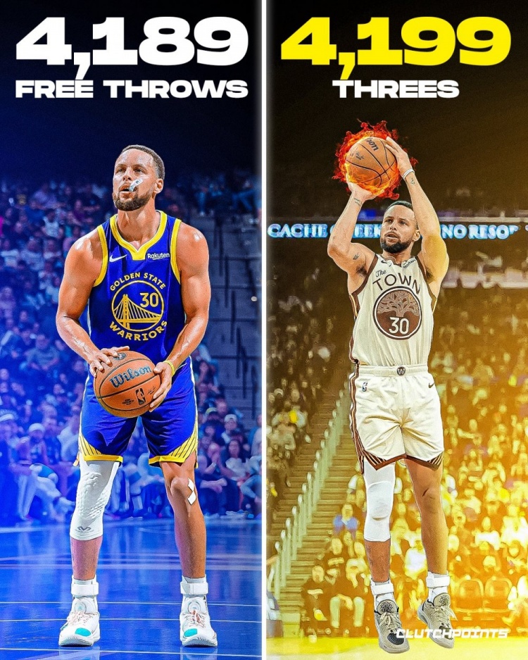 九游体育官网-离谱！库里生涯三分命中数4199个比罚球命中数还多10个